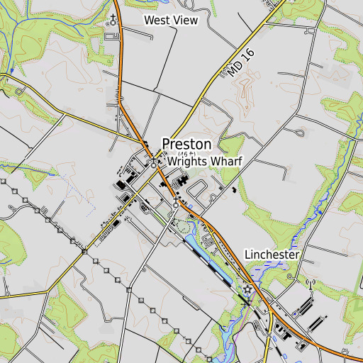 OpenTopoMap map of Preston Elementary School, MD