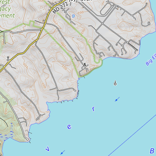 OpenTopoMap map of Back Creek, MD