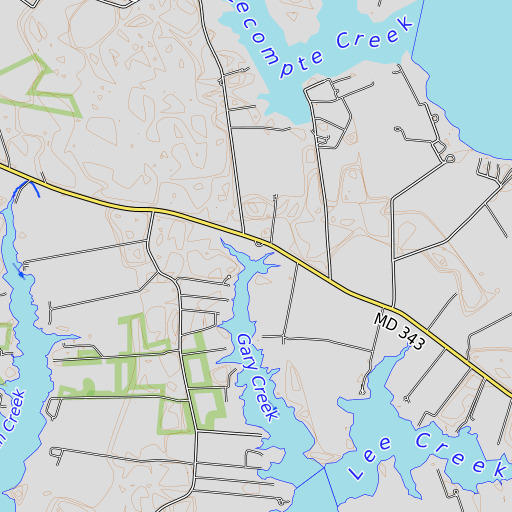 OpenTopoMap map of Spocott Windmill, MD