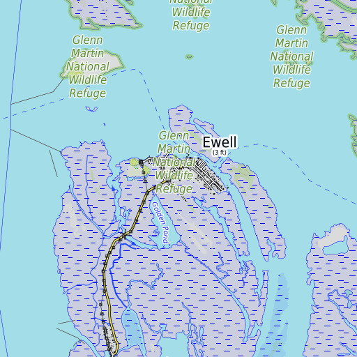 OpenTopoMap map of Ewell Elementary School, MD