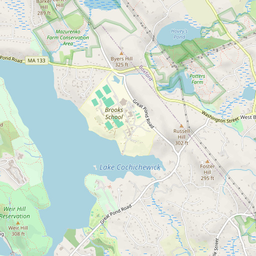 OpenStreetMap map of Brooks School, MA