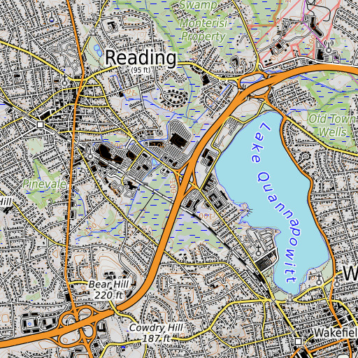 OpenTopoMap map of Interchange Thirty-five, MA