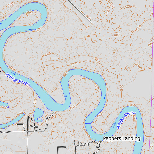 OpenTopoMap map of Hider Bend, AR