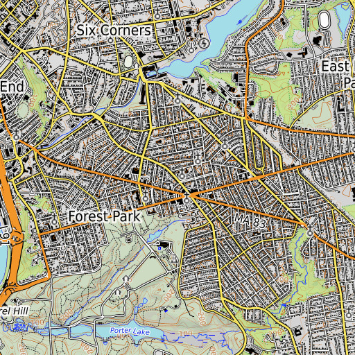 OpenTopoMap map of Holy Name School, MA