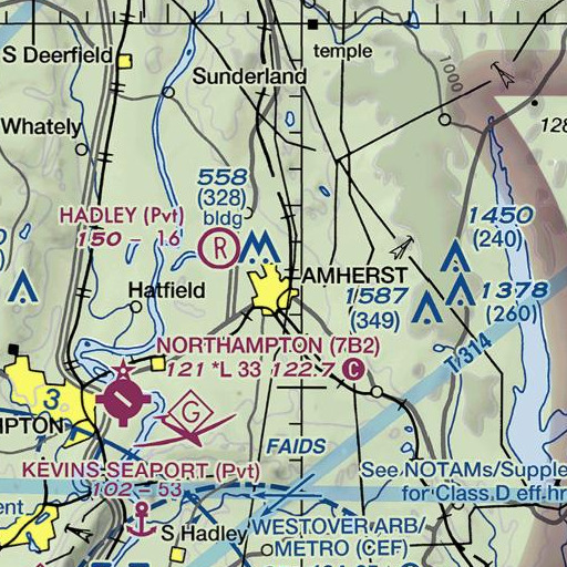 FAA VFR chart of Amherst High School, MA