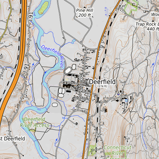 OpenTopoMap map of Deerfield Academy, MA