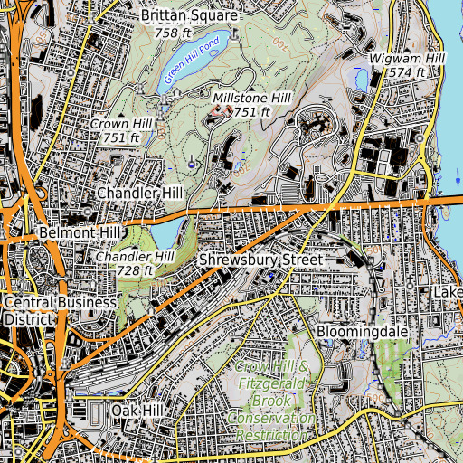OpenTopoMap map of Adams Saint School, MA