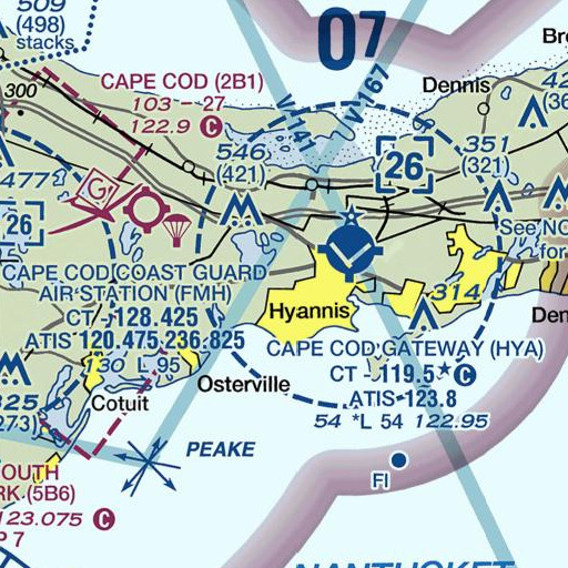 FAA VFR chart of Barnstable High School, MA