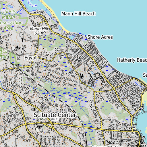 OpenTopoMap map of Cushing Hall, MA