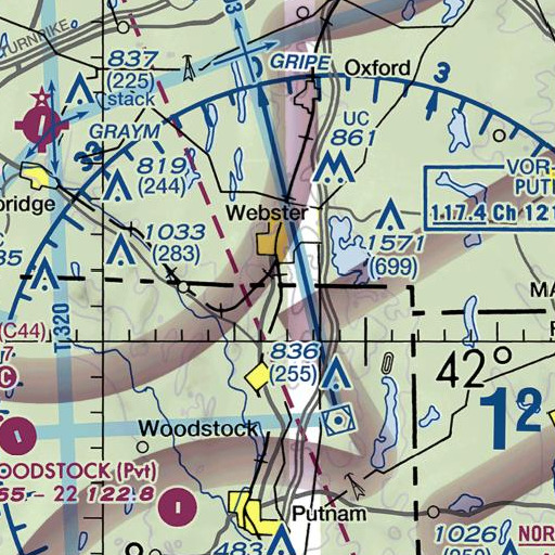 FAA VFR chart of Stocking Mill Dam, MA