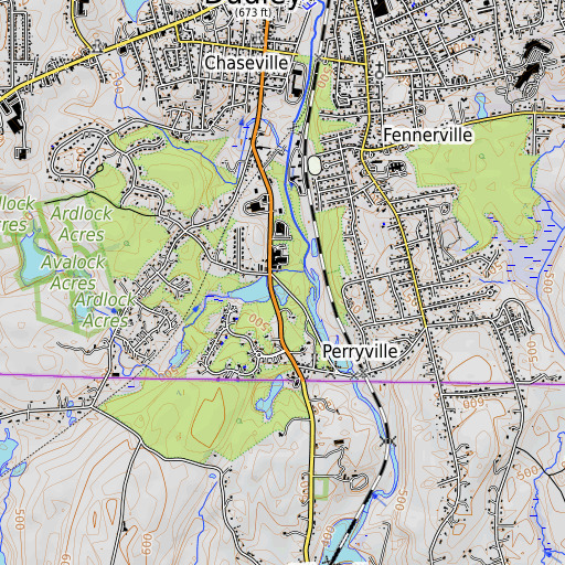 OpenTopoMap map of Stocking Mill Dam, MA