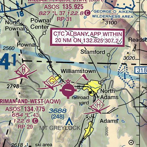 FAA VFR chart of East Mountain, MA