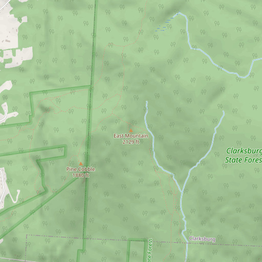 OpenStreetMap map of East Mountain, MA