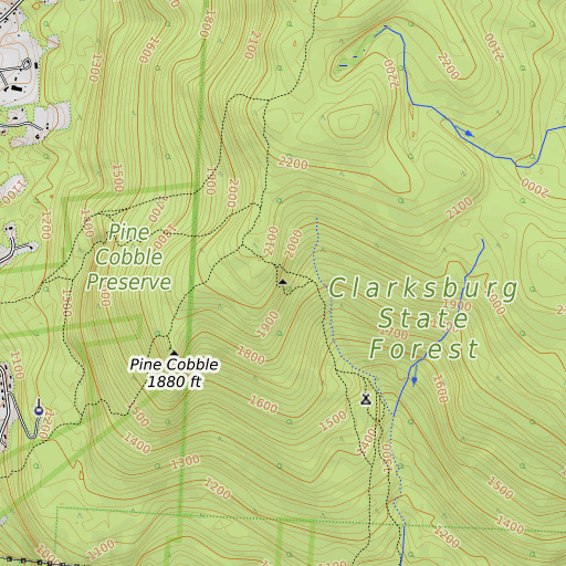 OpenTopoMap map of East Mountain, MA