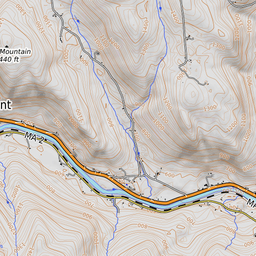 OpenTopoMap map of Willis Brook, MA