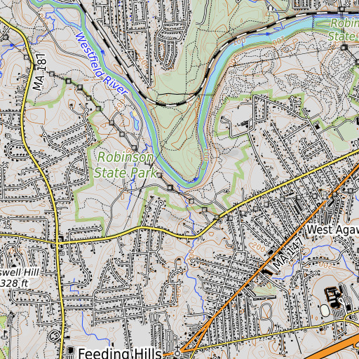 OpenTopoMap map of White Brook, MA