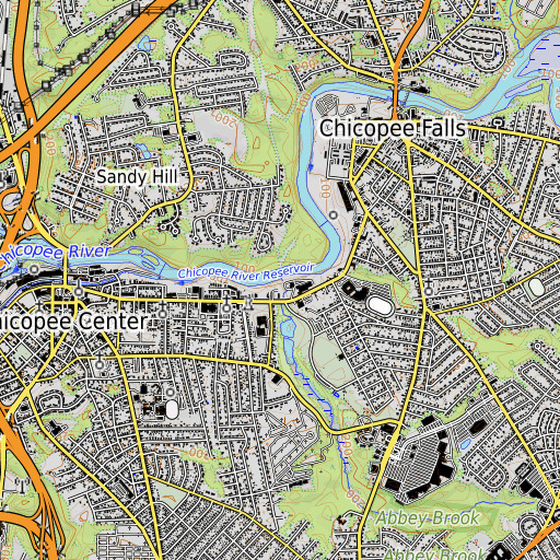 OpenTopoMap map of Abbey Brook, MA