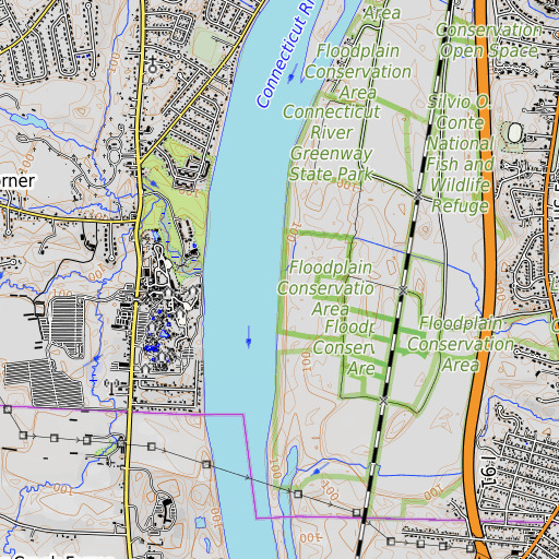OpenTopoMap map of Longmeadow Brook, MA