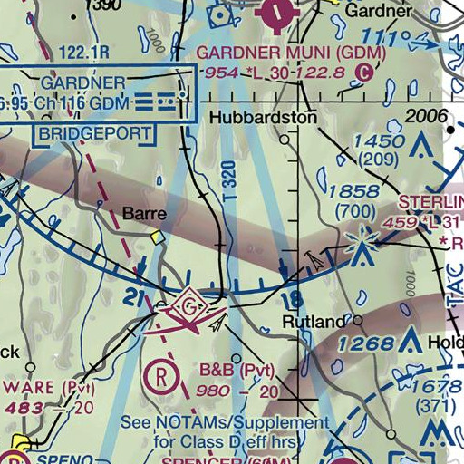 FAA VFR chart of Canesto Brook, MA