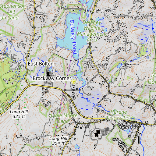 OpenTopoMap map of Great Brook, MA