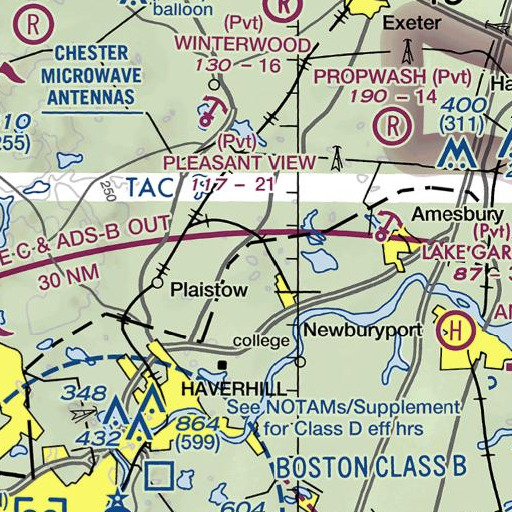 FAA VFR chart of Highlands Hill, MA