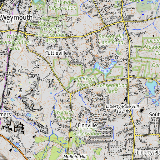 OpenTopoMap map of Eel River, MA