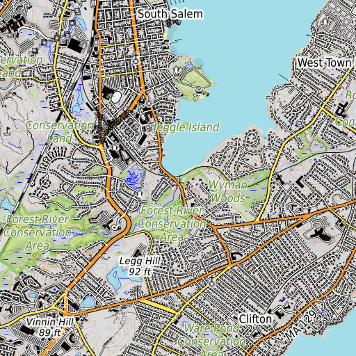 OpenTopoMap map of Forest River, MA