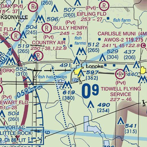 FAA VFR chart of Lonoke Elementary School, AR