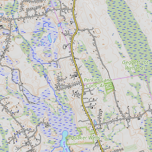 OpenTopoMap map of Braley Hill, MA