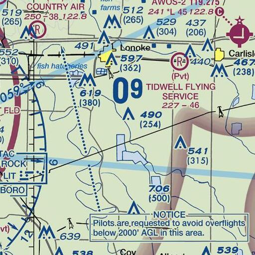 FAA VFR chart of James Bridge, AR