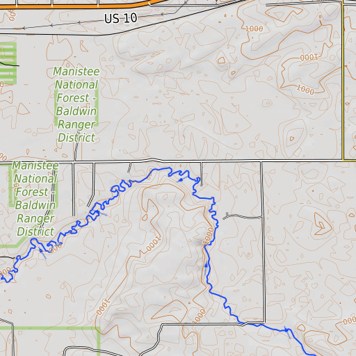 OpenTopoMap map of Baker Creek, MI