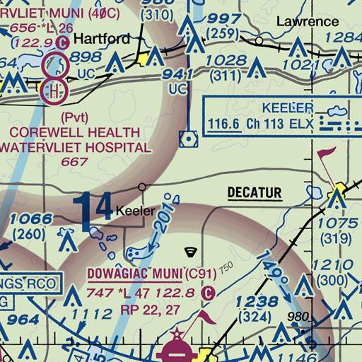 FAA VFR chart of Baker School, MI