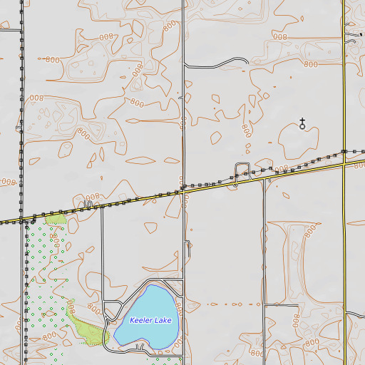 OpenTopoMap map of Baker School, MI