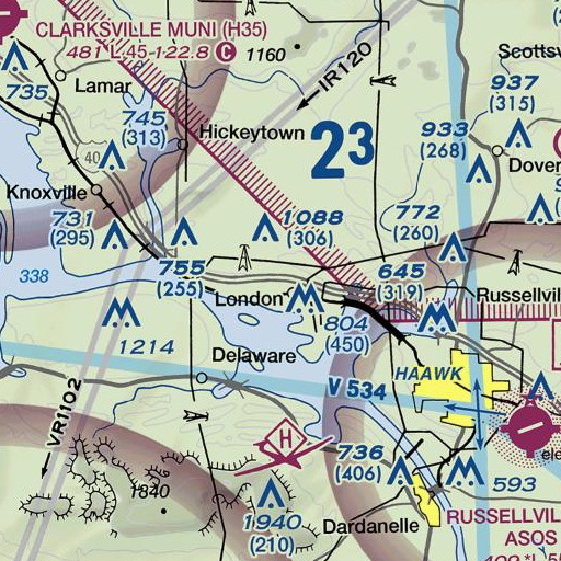 FAA VFR chart of London Elementary School, AR