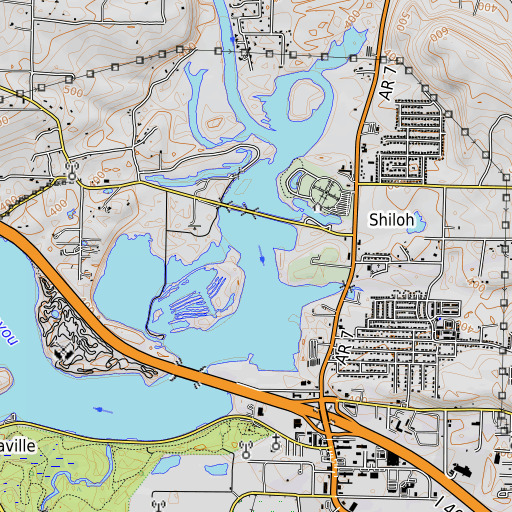 OpenTopoMap map of Williamson Ford (historical), AR