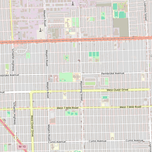 OpenStreetMap map of Beaubien High School, MI