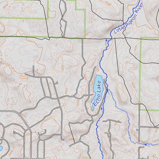 OpenTopoMap map of Burrows Creek, MI