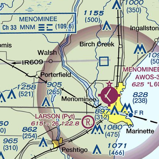 FAA VFR chart of Chappee Rapids, MI