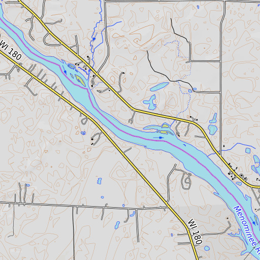 OpenTopoMap map of Chappee Rapids, MI