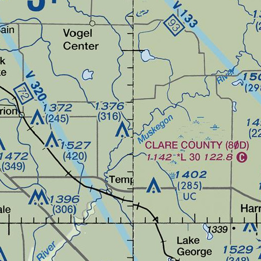 FAA VFR chart of Clam River, MI