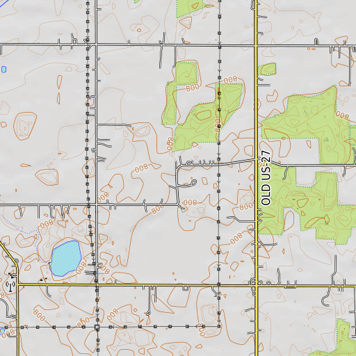 OpenTopoMap map of Clavey Drain, MI