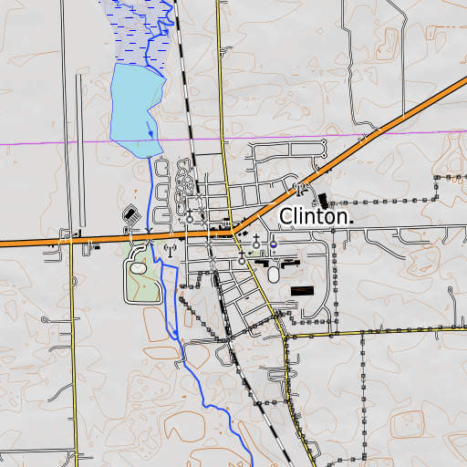 OpenTopoMap map of Clinton, MI