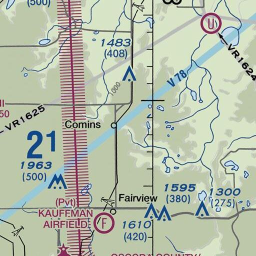 FAA VFR chart of Comins Marsh, MI