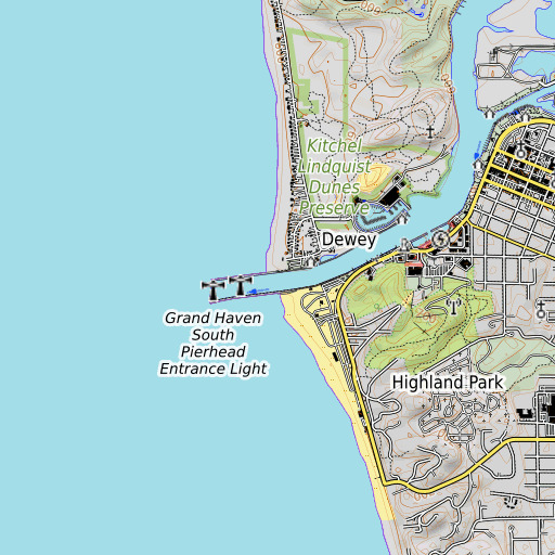 OpenTopoMap map of Grand River, MI