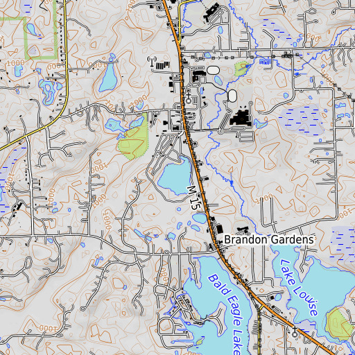 OpenTopoMap map of Grass Lake, MI