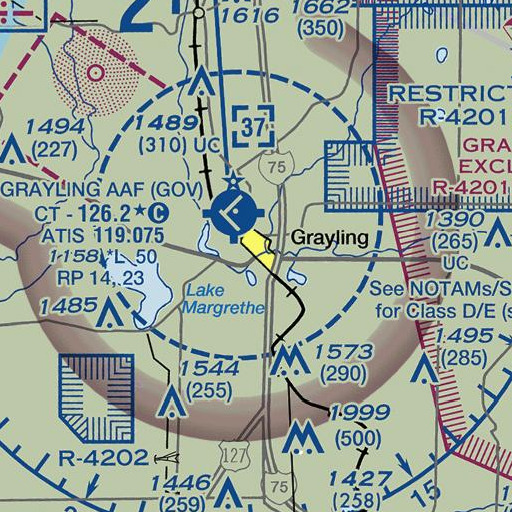 FAA VFR chart of Grayling, MI