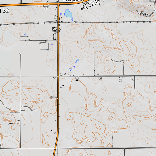 OpenTopoMap map of Green School, MI