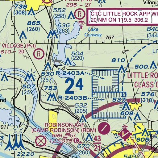 FAA VFR chart of Caney Creek, AR