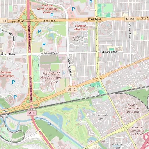 OpenStreetMap map of Henry Ford School, MI