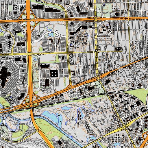 OpenTopoMap map of Henry Ford School, MI